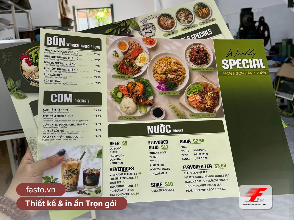 In Menu Giấy Nhựa Chống Nước