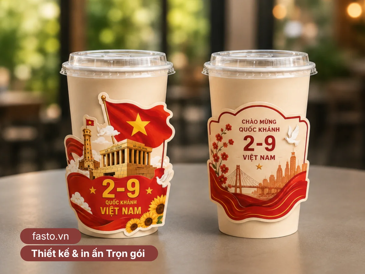 In Cover Ly Quán Cafe | Bọc Ly Cách Nhiệt, Bế Hình Lễ Hội